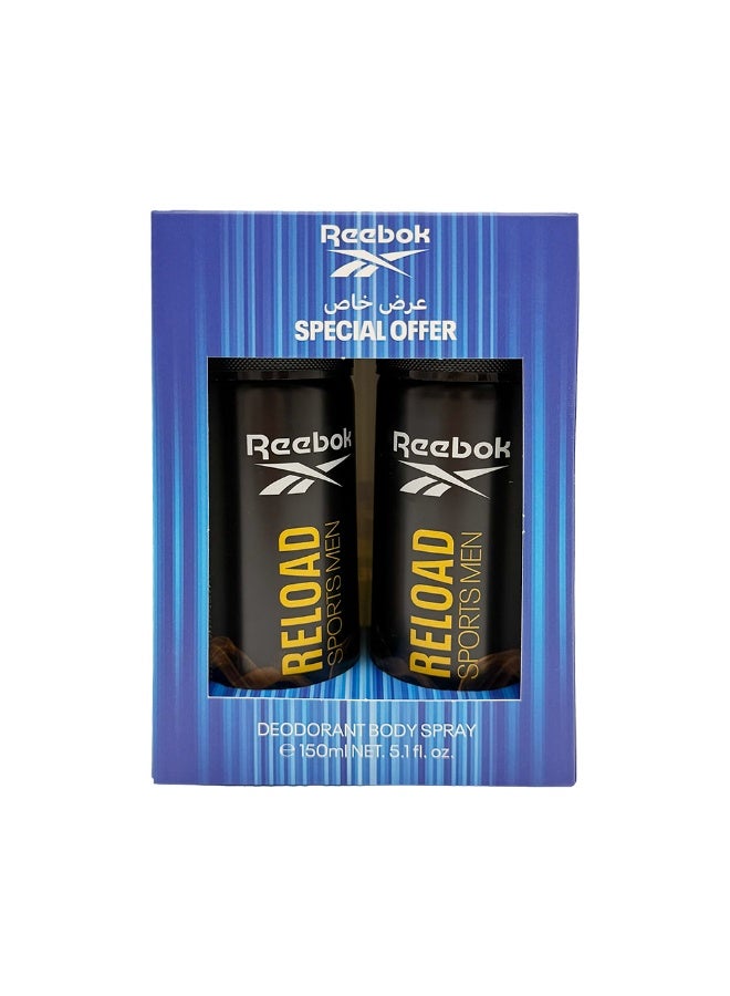 Reebok Reload Deodorant Body Spray For Him 150Ml x2 - Image 1